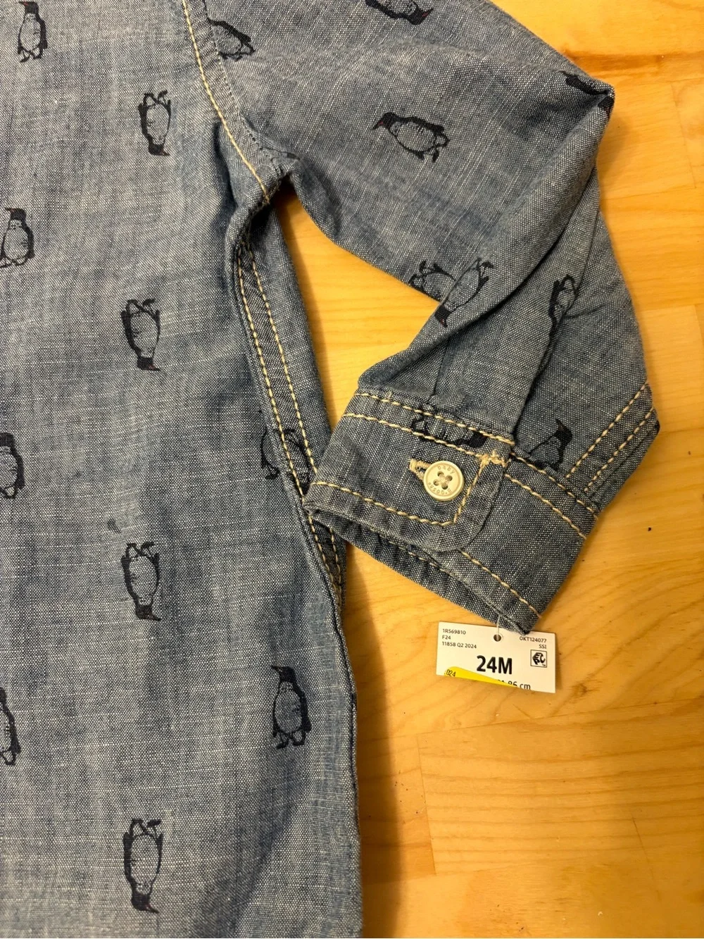 OshKosh B'gosh Blue Denim Penguin Print One-Piece Bodysuit